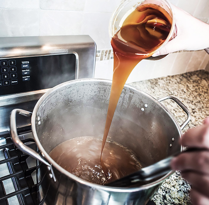 small mash of beer being homebrewed