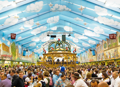 Inside the Hacker-Pschorr Oktoberfest tent. (Photo Credit: Jim Kelly)